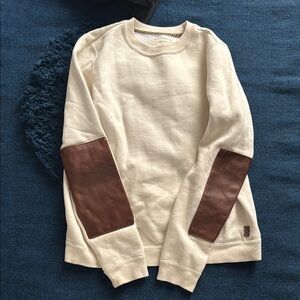 Women’s Cream Sweater with Brown Leather Elbows Billy Reid